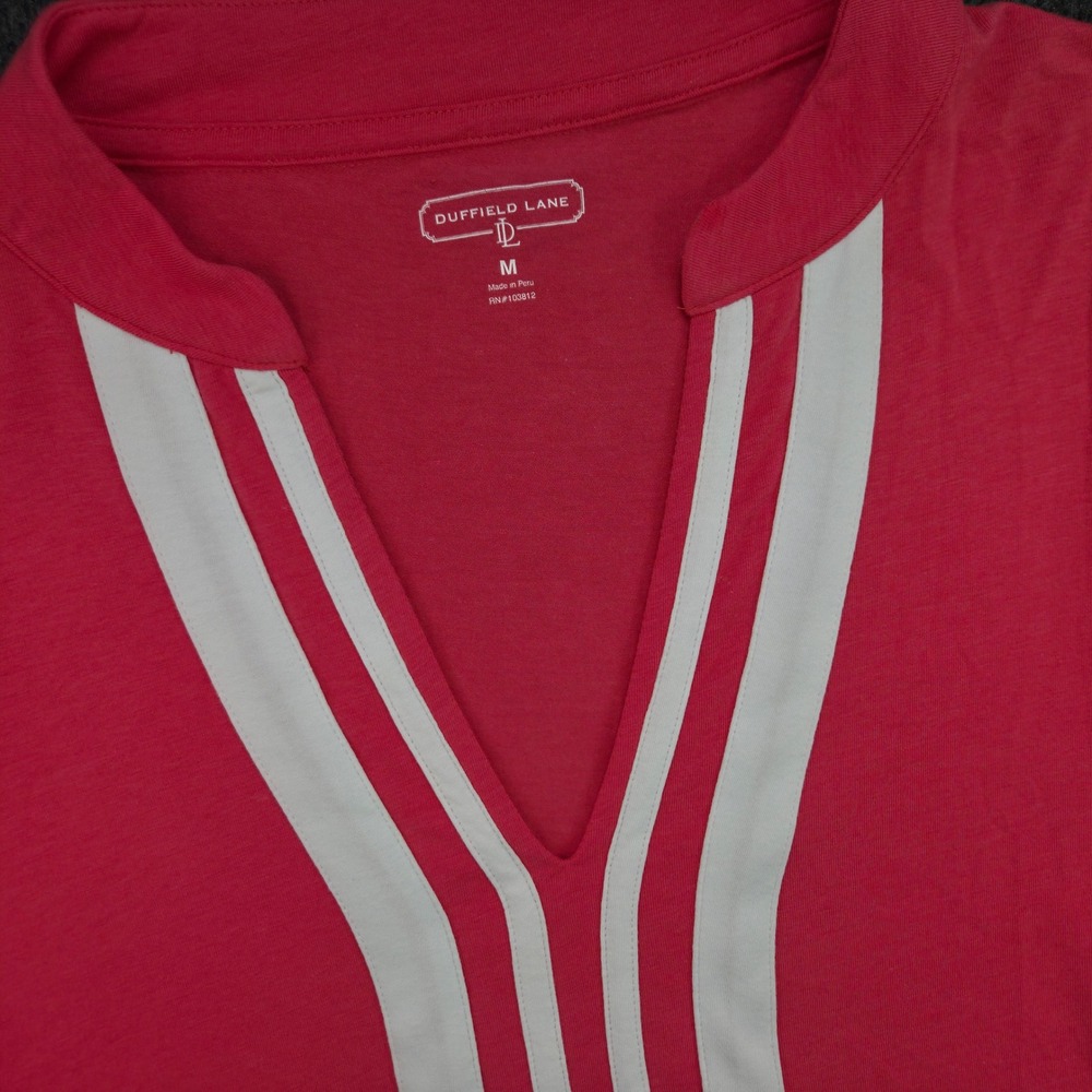 Duffield Lane Tunic Top Women Medium Pink Cotton Modal 3/4 Sleeve Preppy Coastal